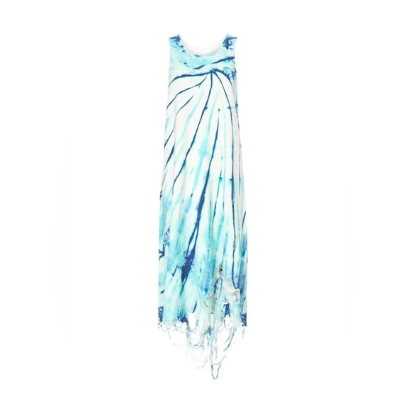 R13 tie dye sleeveless cotton knit midi distressed Tank dress M L Sizes 8 10 12 - Picture 7 of 13